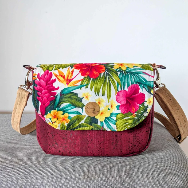 Sac bandoulière liège Rouge Luna avec rabat interchangeable - Image 7