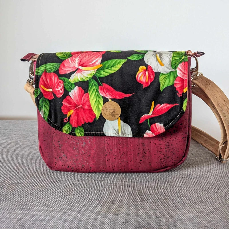 Sac bandoulière liège Rouge Luna avec rabat interchangeable - Image 8