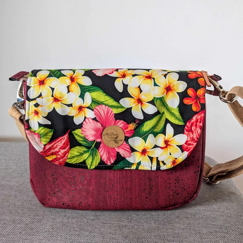 Sac bandoulière liège Rouge Luna avec rabat interchangeable - Image 9