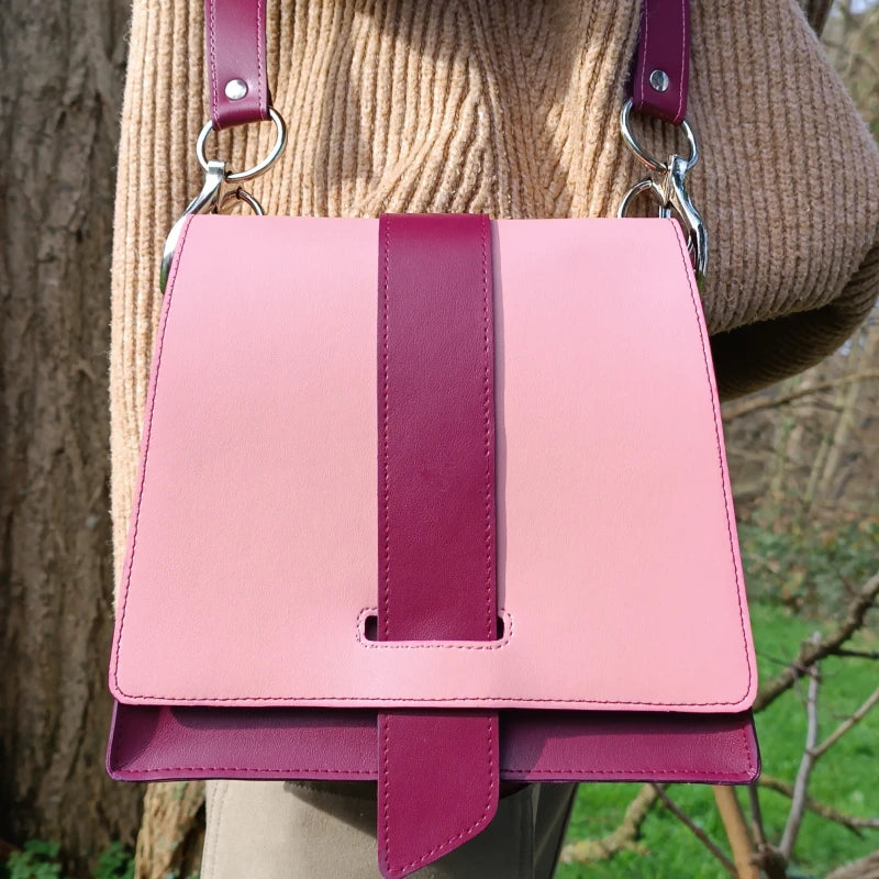Sac à main bicolore vegan en cuir de pomme - plusieurs coloris - Image 2