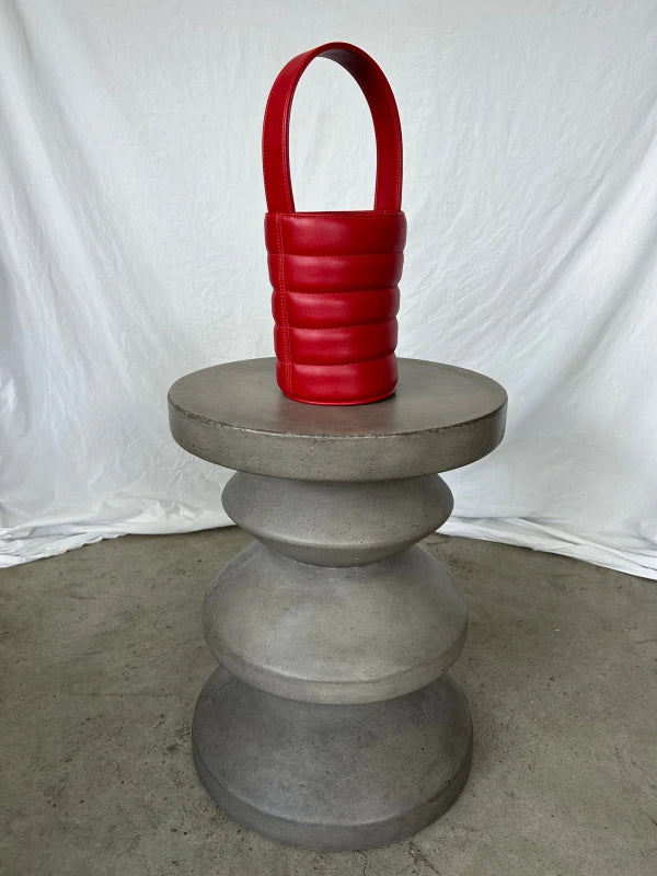 Sac Bucket Mini Matelassé en cuir végan Rouge - Image 8