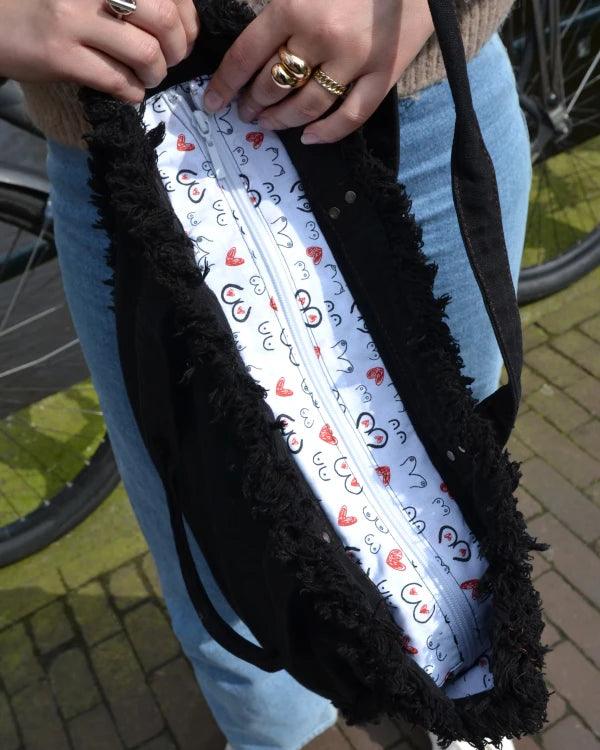 Sac cabas noir en coton bio et upcyclé - Image 12