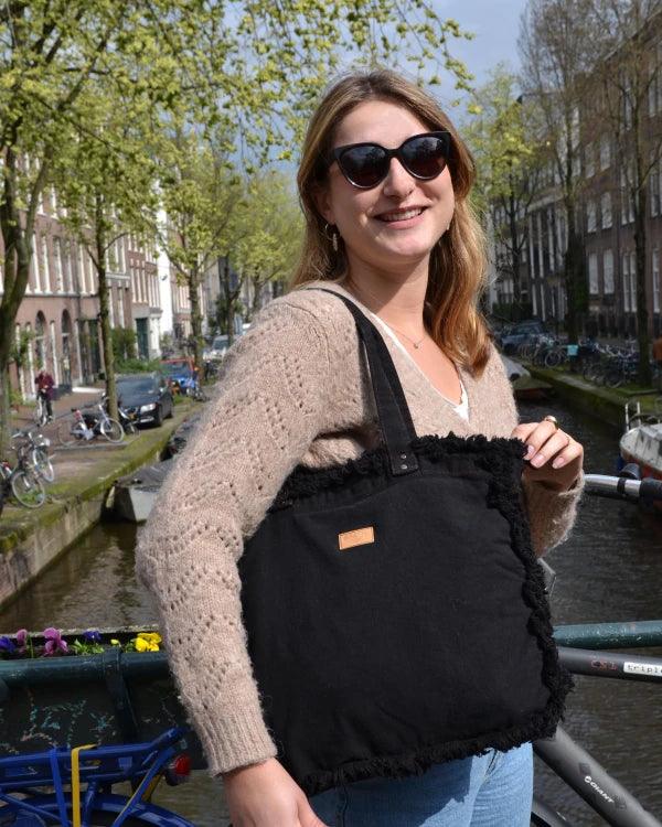 Sac cabas noir en coton bio et upcyclé - Image 17