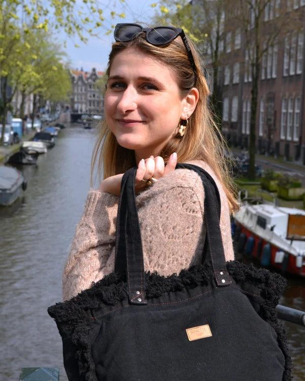 Sac cabas noir en coton bio et upcyclé - Image 19