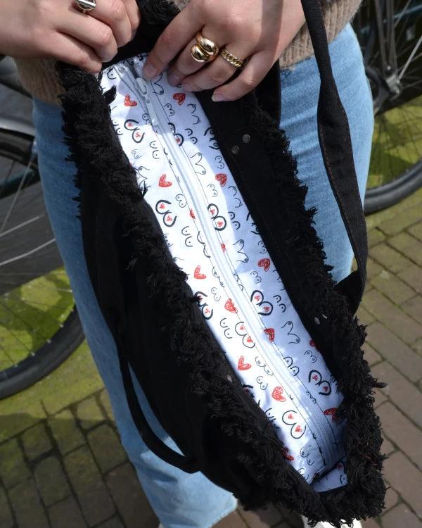 Sac cabas noir en coton bio et upcyclé - Image 9