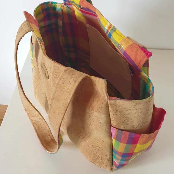 Sac cabas en liège Ora - Madras - Image 4