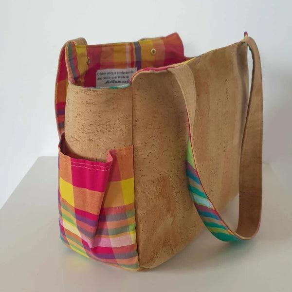 Sac cabas en liège Ora - Madras - Image 5