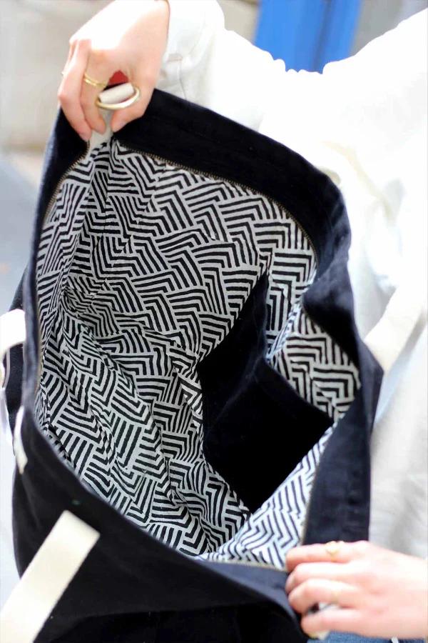 Sac cabas Noir en coton bio - Jean - Image 3