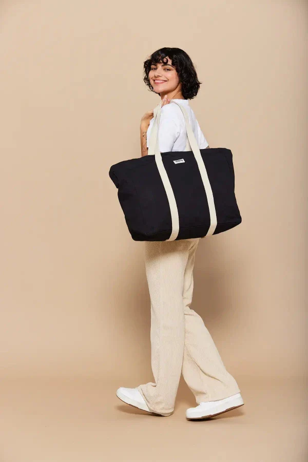 Sac cabas Noir en coton bio - Jean - Image 6