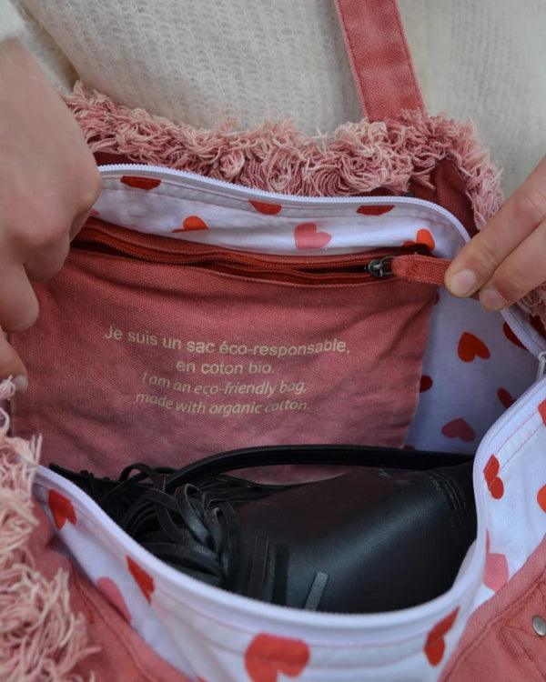 Sac cabas rose vintage en coton bio - Image 13