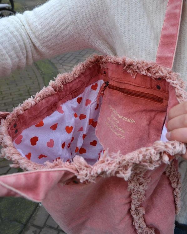 Sac cabas rose vintage en coton bio - Image 14
