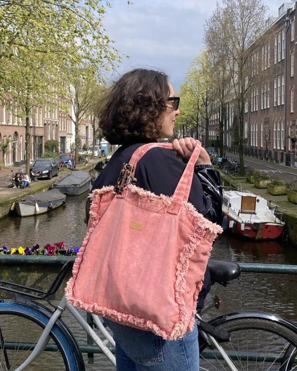 Sac cabas rose vintage en coton bio - Image 7