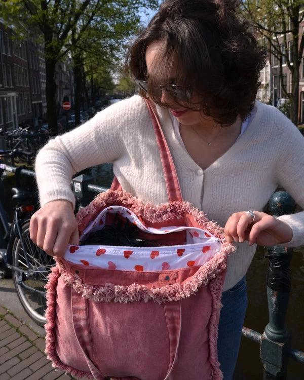 Sac cabas rose vintage en coton bio - Image 8
