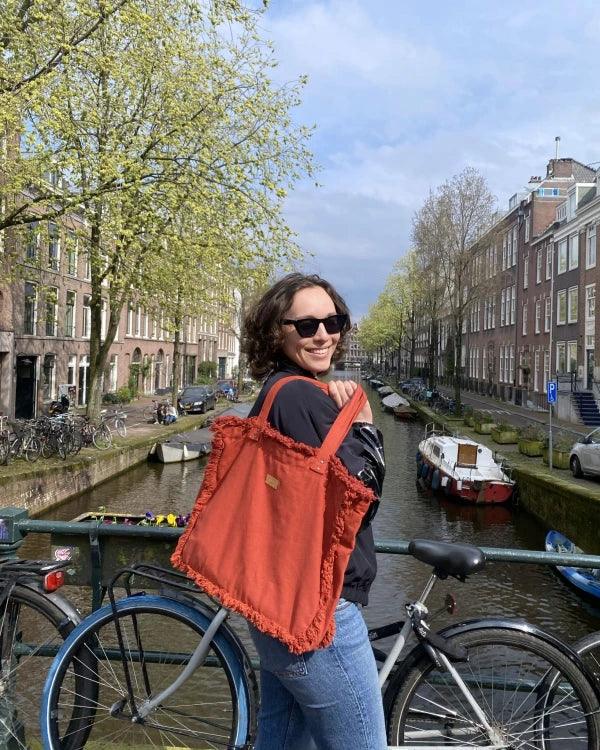 Sac cabas rouge original en coton bio - Brique 🧱 - Image 10