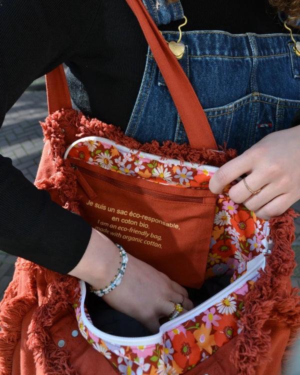 Sac cabas rouge original en coton bio - Brique 🧱 - Image 11