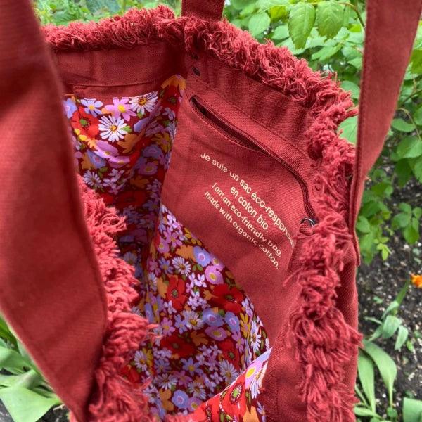 Sac cabas rouge original en coton bio - Brique 🧱 - Image 9