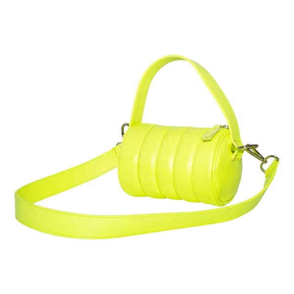 Sac Duffle Mini Matelassé en cuir vegan Jaune fluo - Image 4