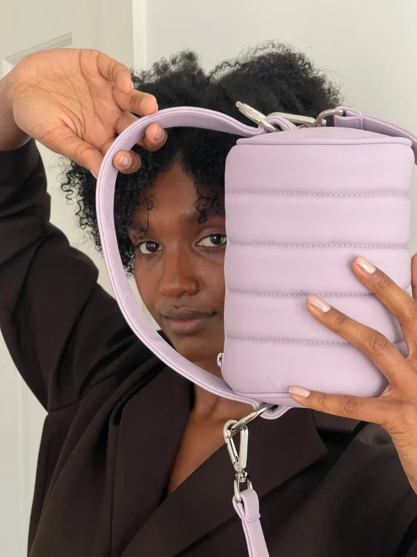 Sac Duffle Mini Matelassé en cuir vegan Lila - Image 5