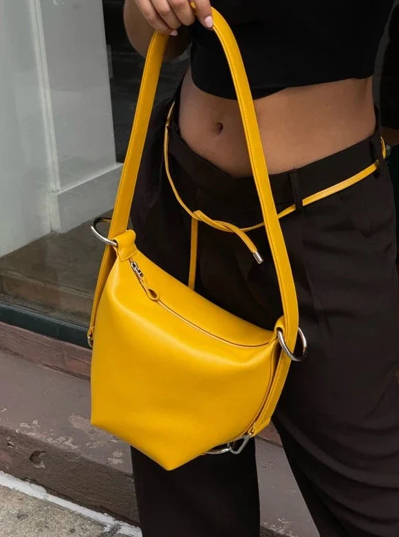 Sac Fold en cuir vegan Jaune moutarde - Image 5