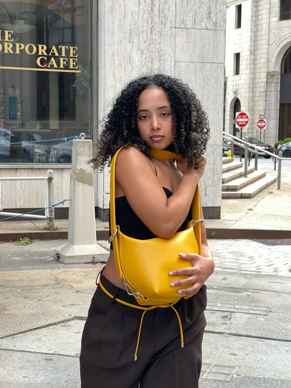 Sac Fold en cuir vegan Jaune moutarde - Image 6