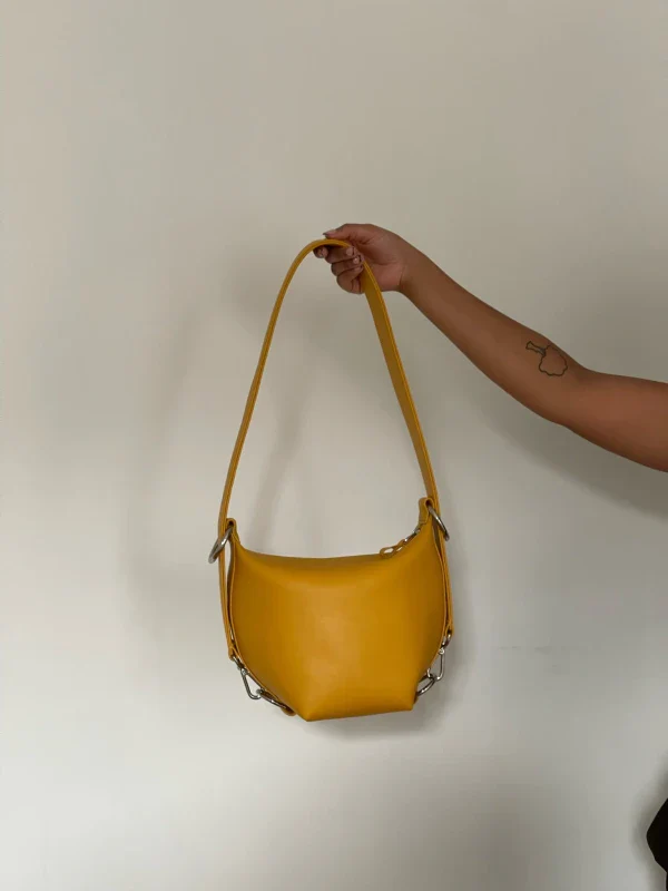Sac Fold en cuir vegan Jaune moutarde - Image 7