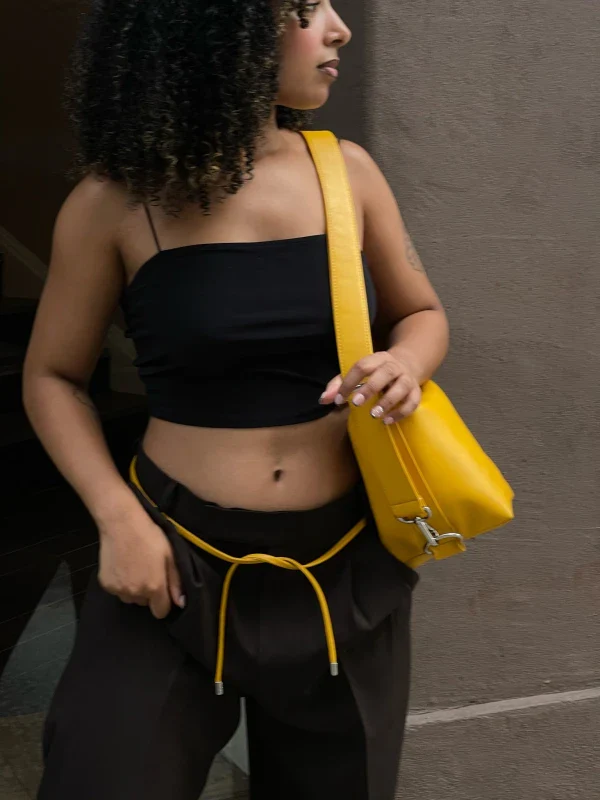 Sac Fold en cuir vegan Jaune moutarde - Image 9