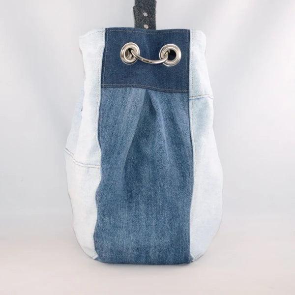Grand sac fourre-tout en jean upcyclé - Bicolore - Image 3