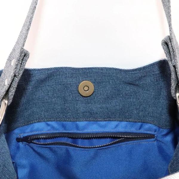 Grand sac fourre-tout en jean upcyclé - Bicolore - Image 6