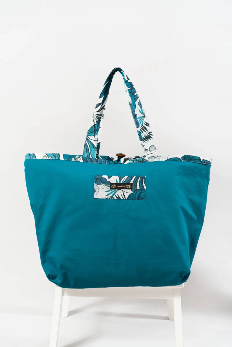 Sac réversible bleu en coton biologique - Image 2