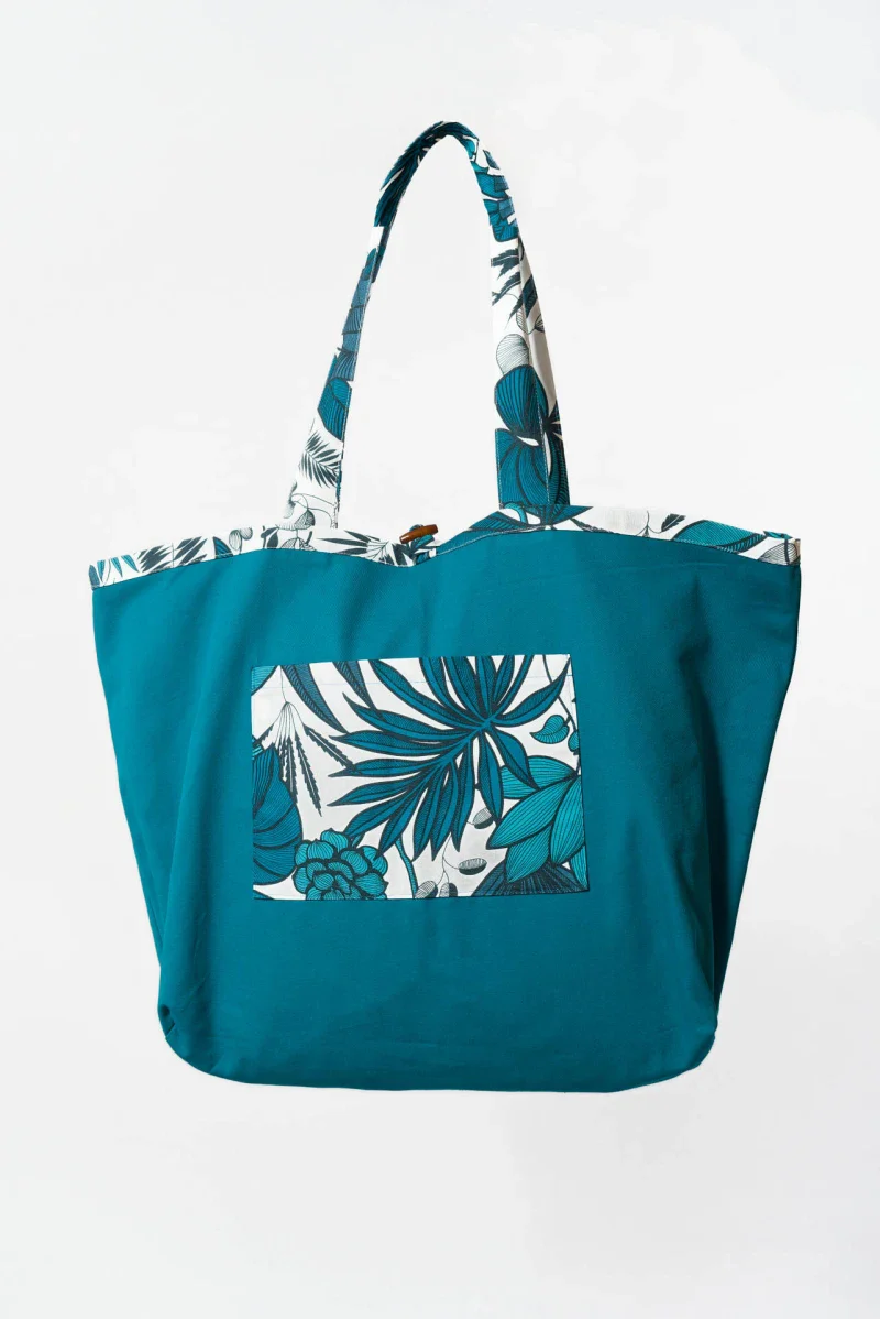 Sac réversible bleu en coton biologique - Image 5