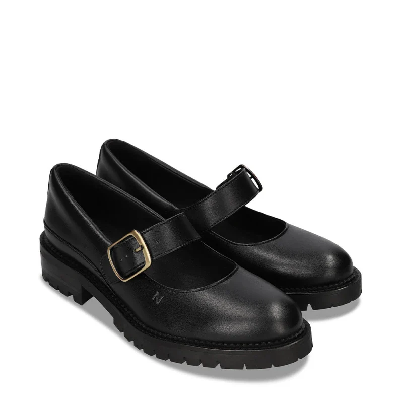 Sandales à talon cuir de pomme noir - Emisa - Image 3