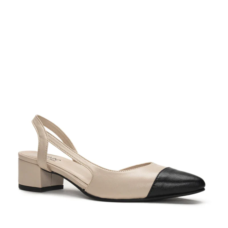 Sandales à talon en Cuir Vegan beige - JAQUE - Image 3