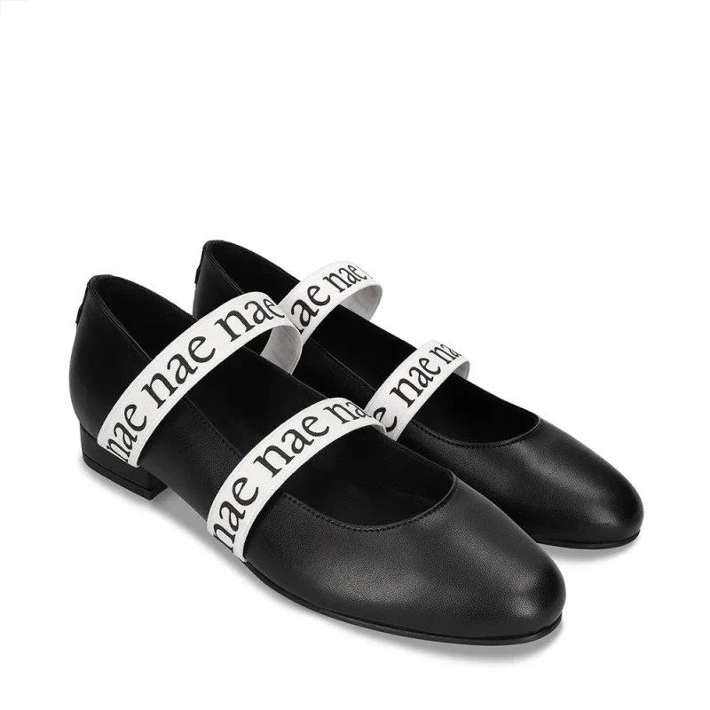 Sandales Ballerines Plates Vegan en Cuir de Pomme Noir - Image 3