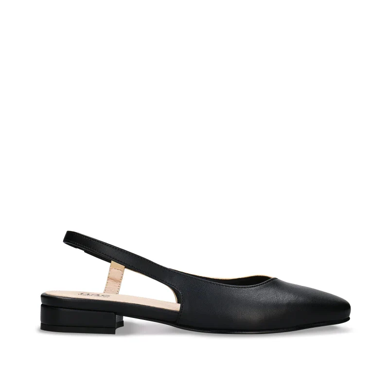 Sandales plates en cuir de pomme noir - DIANA - Image 2