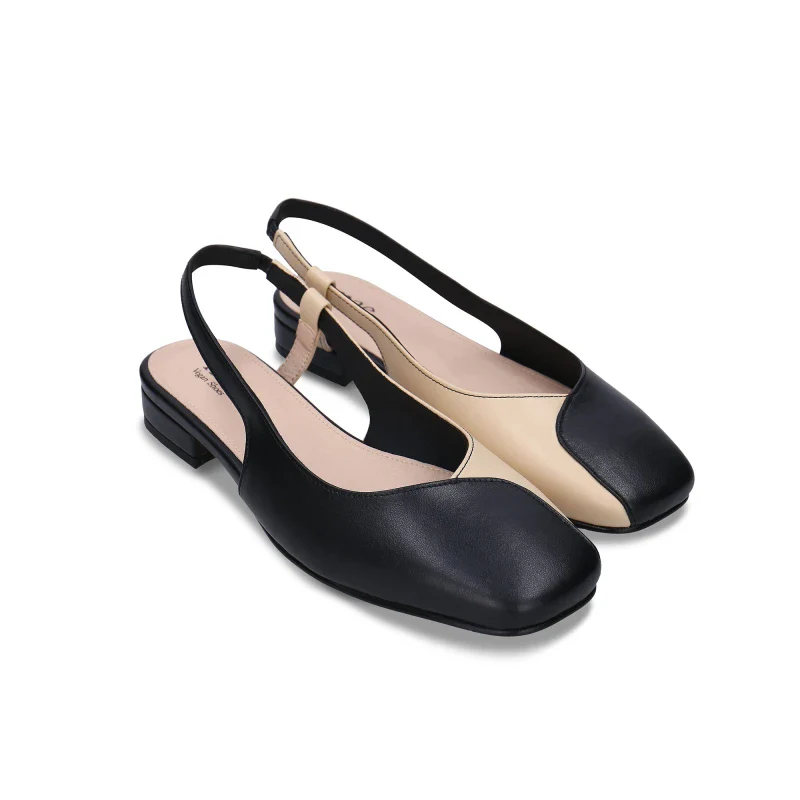 Sandales plates en cuir de pomme noir - DIANA - Image 3