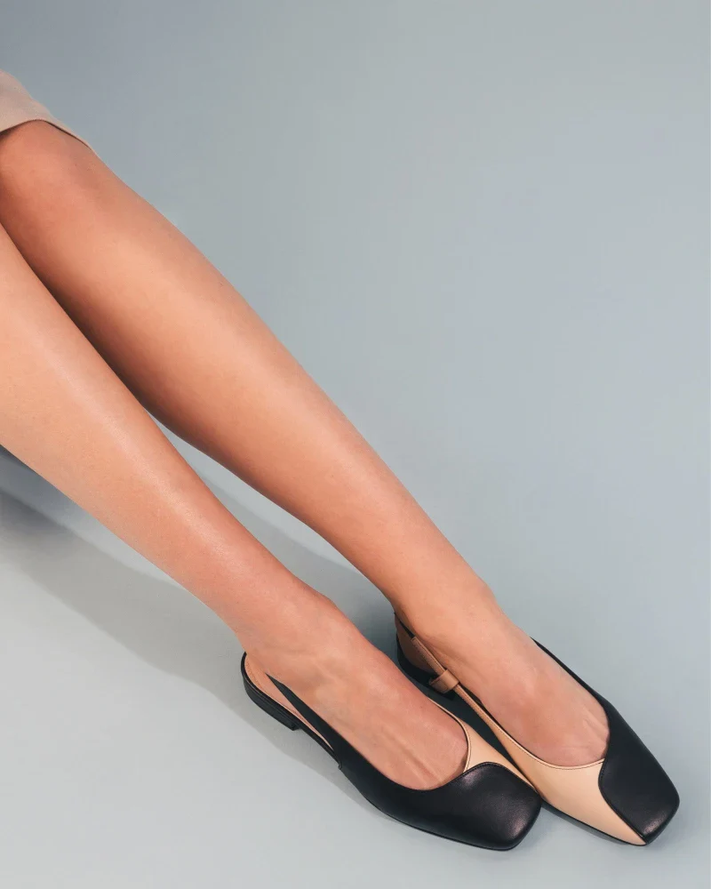 Sandales plates en cuir de pomme noir - DIANA - Image 4