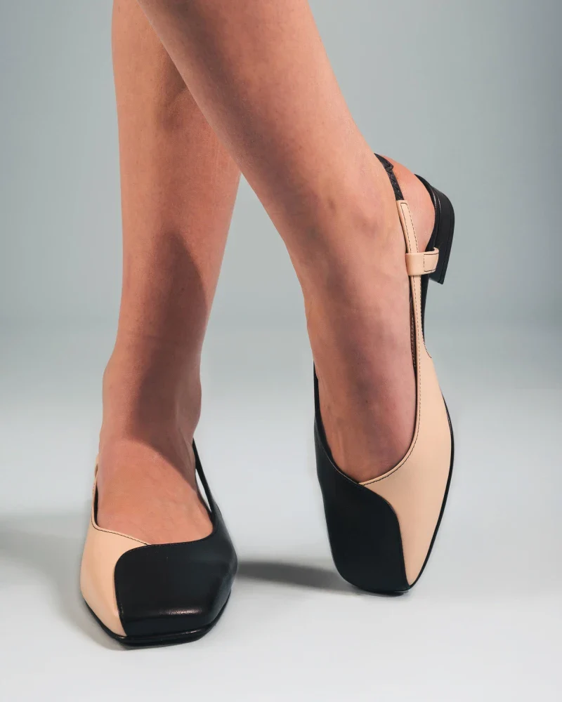 Sandales plates en cuir de pomme noir - DIANA - Image 6