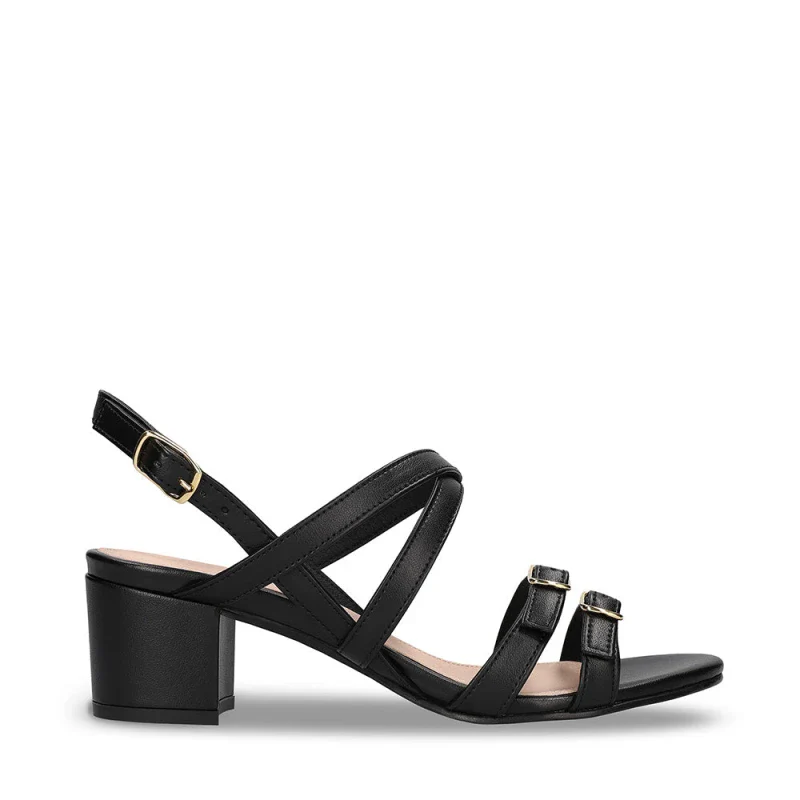 Sandales à talon vegan en Cuir de Pomme Noir - HEBEA - Image 2