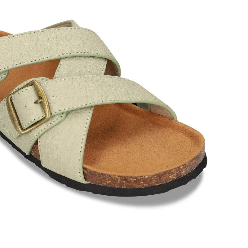Sandales Vegan en Piñatex verte - SAMET - Image 3