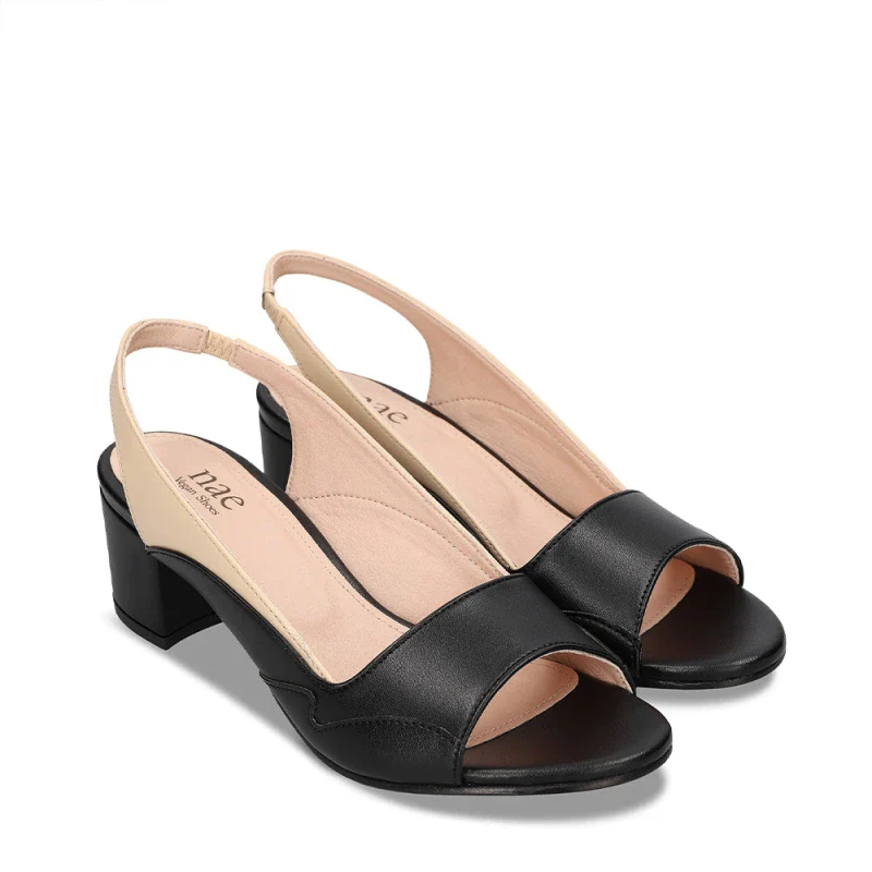 Sandales Vegan Mi-Hauteur en Cuir de Pomme noir - MARA - Image 3