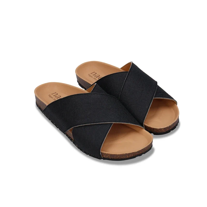 Sandales Vegan noir en Piñatex - Fait Main - Tupai - Image 5