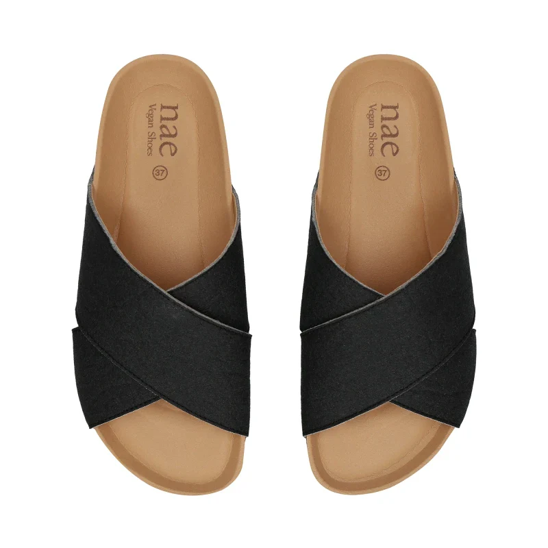 Sandales Vegan noir en Piñatex - Fait Main - Tupai - Image 6