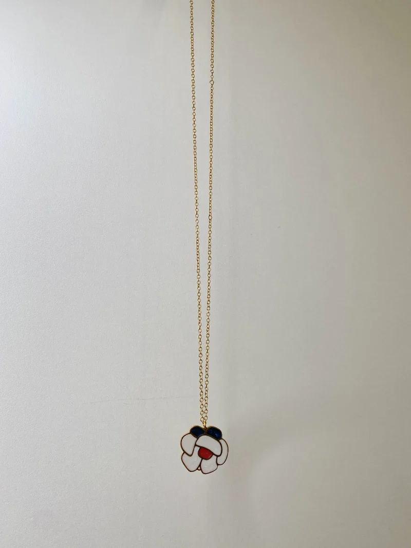 Sautoir doré avec pendentif perles - Fleurs d'orchidées blanches - Image 5