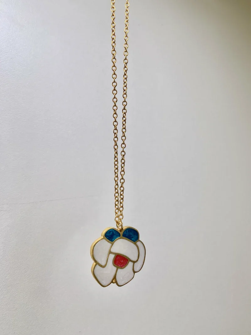 Sautoir doré avec pendentif perles - Fleurs d'orchidées blanches - Image 6