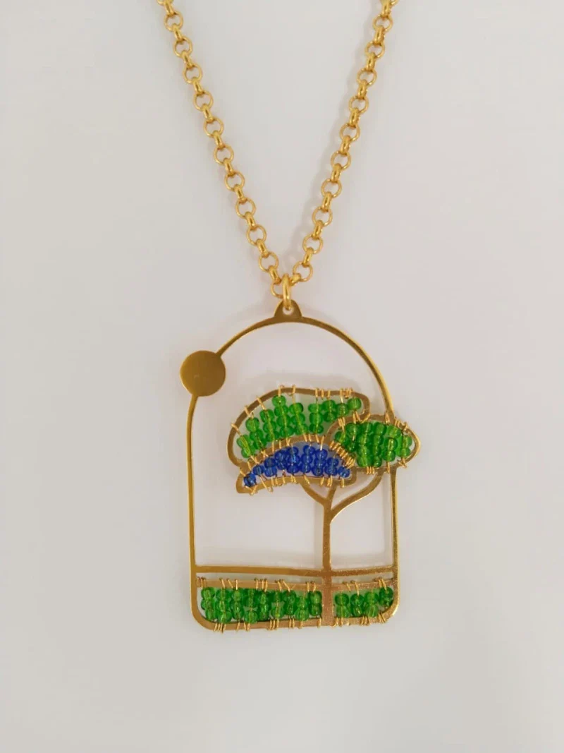 Sautoir avec pendentif perles - Jardins fleuris colorés - Image 2