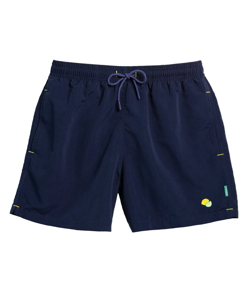 Short de bain Orso – Deep Blue fait main avec broderie citrons - Image 8