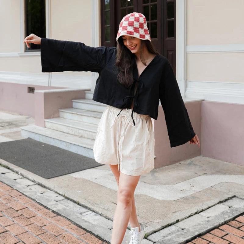 Short en coton coupe style jupe-culotte - Image 2