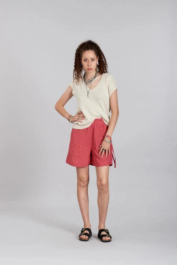 Short rose en rayonne - Maya - Image 3