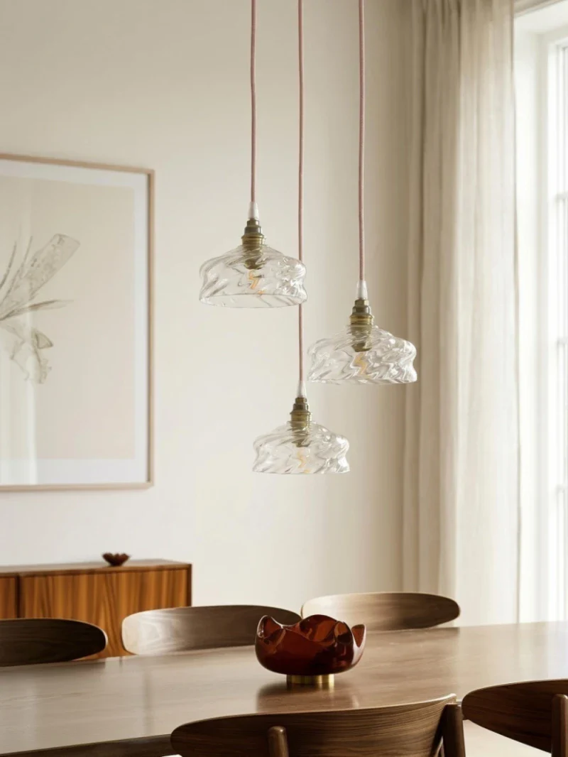 Suspension avec Globe en verre torsadé et câble en coton rond - Cloé - Image 14