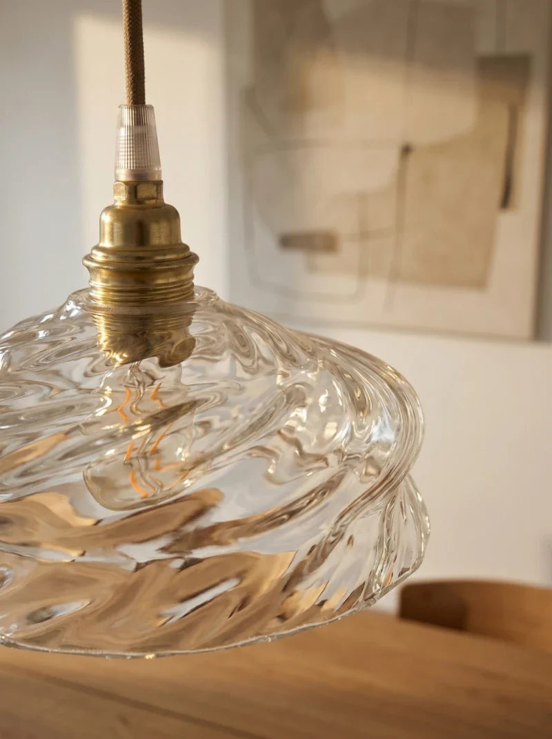Suspension avec Globe en verre torsadé et câble en coton rond - Cloé - Image 7
